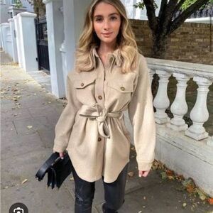 Zara Beige Utility Jacket with Belt